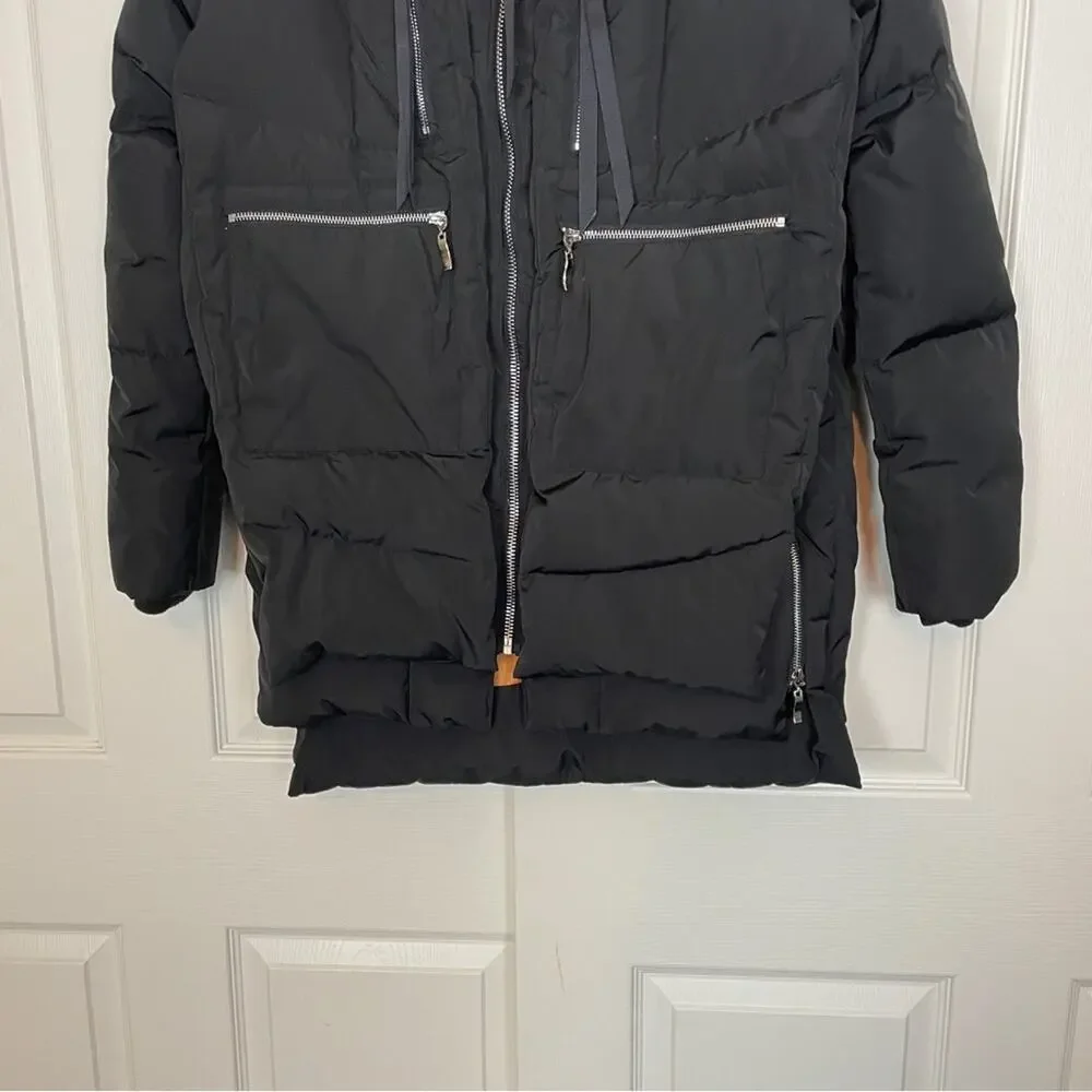 Orolay Thickened Down Black Parka Hooded Puffer Jacket Sz S